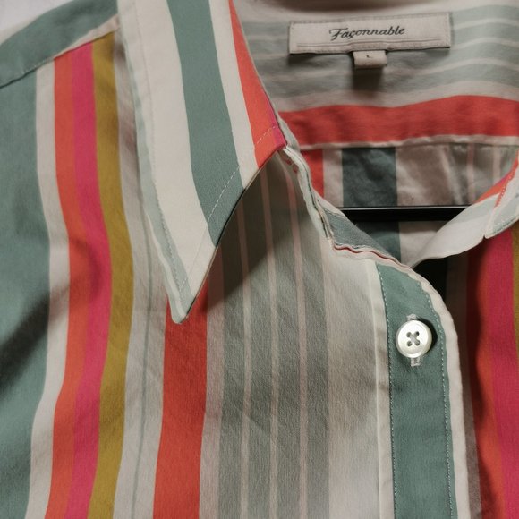 Faconnable Ladies Striped Button down Blouse - Picture 8 of 11